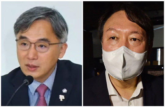 고(故) 박원순 전 서울시장 유족 측 법률대리인 정철승 변호사(왼쪽)와 윤석열 전 검찰총장. 정철승 페이스북, 연합뉴스